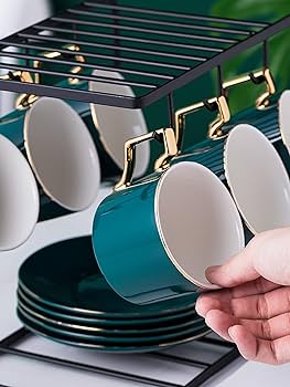 Amazon.com | Jusalpha Dark Turquoise Green Fine China -7 OZ